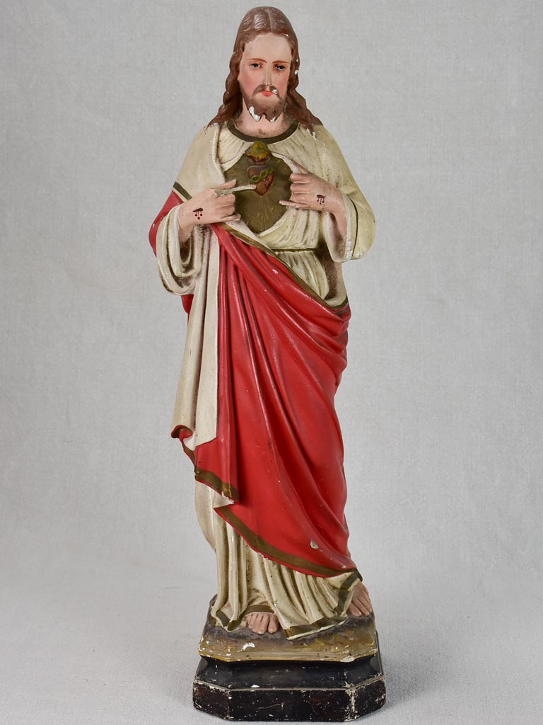 Large poly-chrome plaster religious statue of Jesus Christ 28"