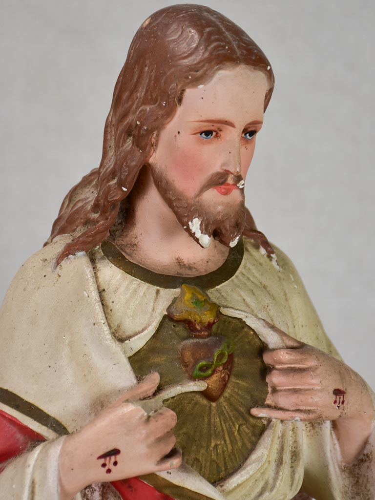 Large poly-chrome plaster religious statue of Jesus Christ 28"