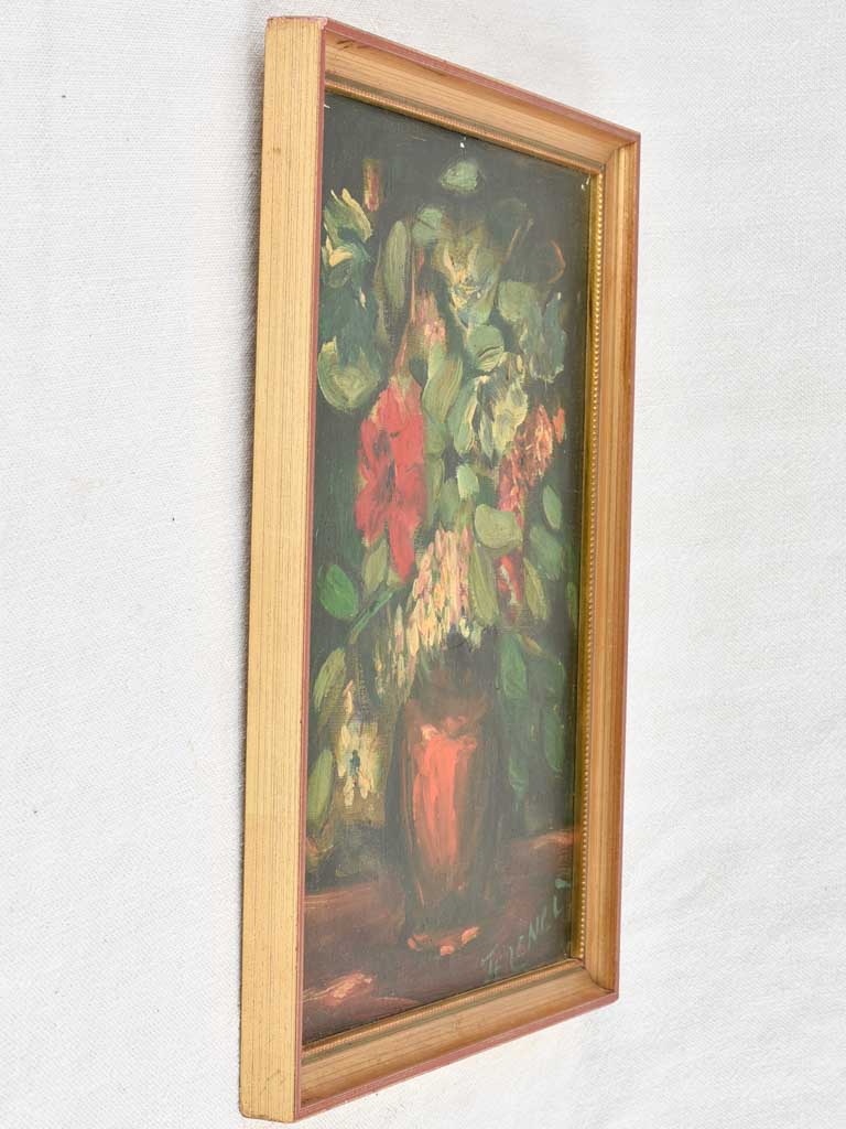 Vintage floral still life w/ red flowers 13¾" x 10¼"