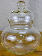 Antique French hand blown glass lolly jar with lid