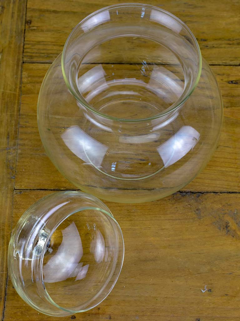 Antique French hand blown glass lolly jar with lid Chez Pluie