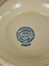 Antique French Ironstone salad bowl - Louis XV 11"