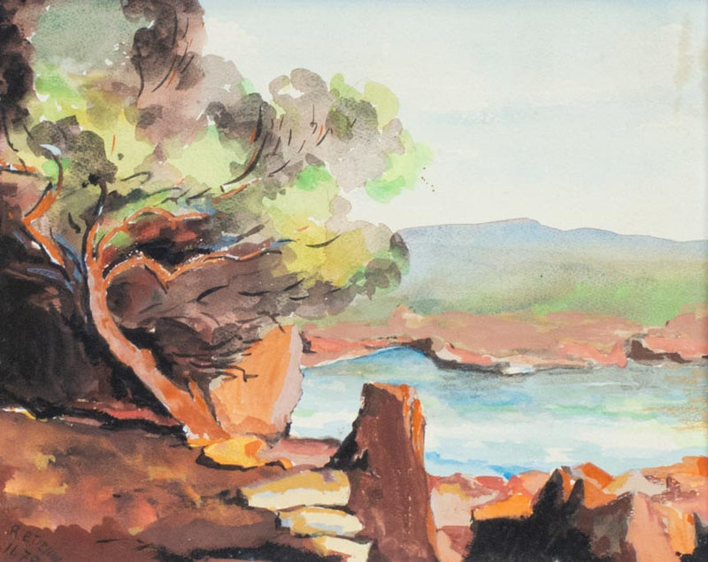 Watercolor landscape signed R. Etienne 17¾" x 20"