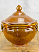 Antique French soup tureen with brown glaze