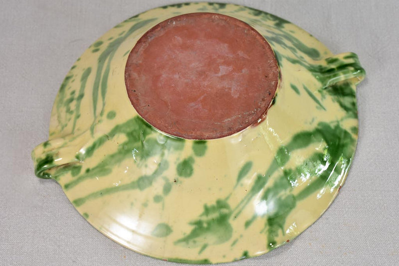 Vintage French bowl from Drôme - yellow and green 13¾"