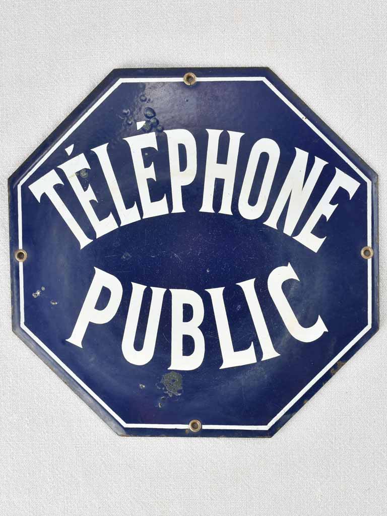Vintage enamel sign - Telephone Public 11¾"