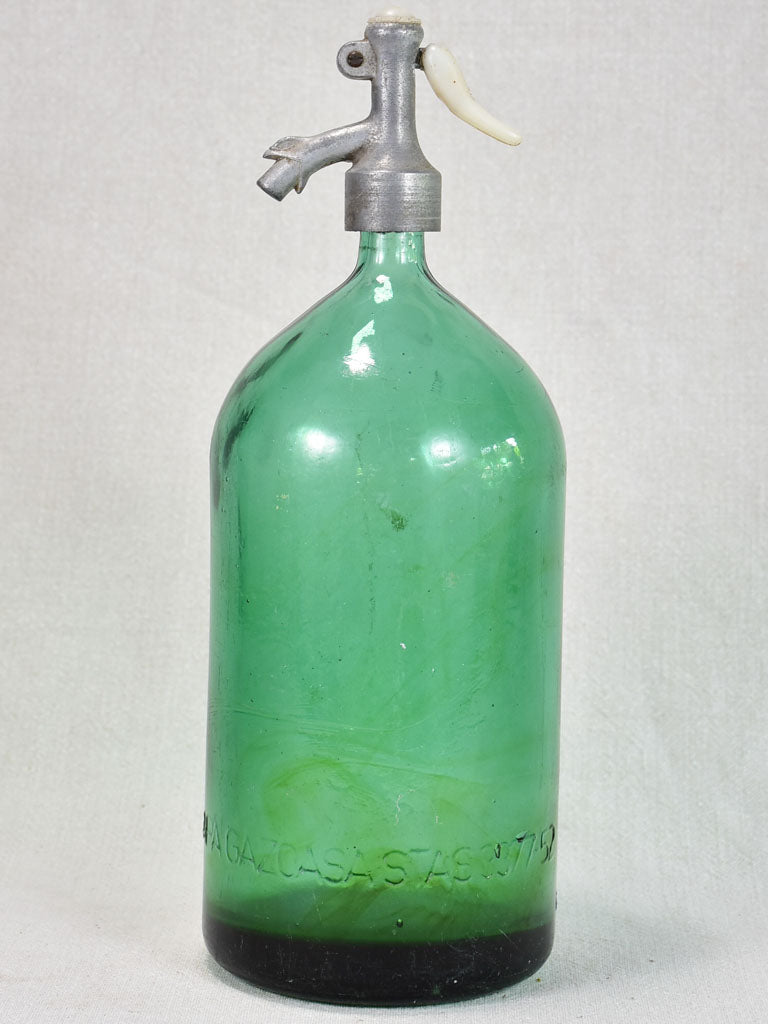 Large antique seltzer bottle - green 14½"