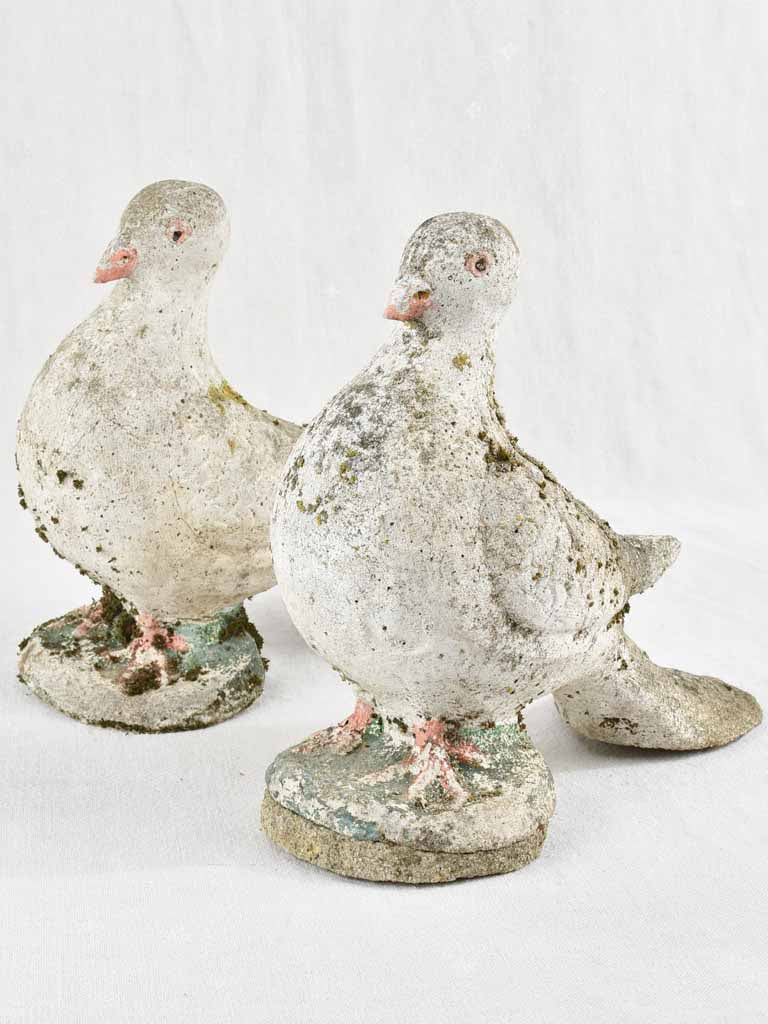 Pair of vintage garden pigeon sculptures