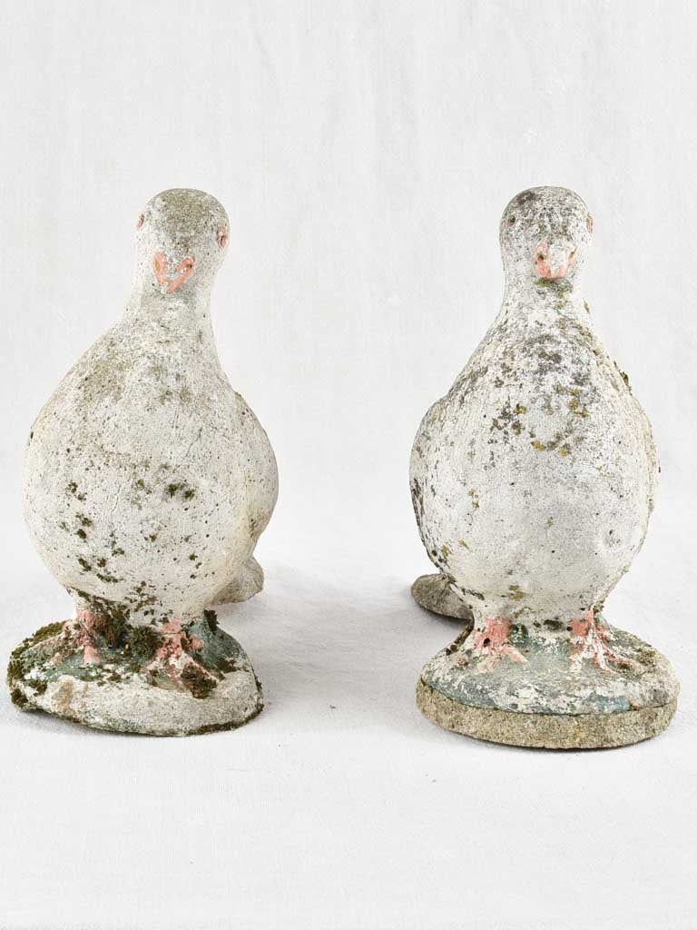 Pair of vintage garden pigeon sculptures