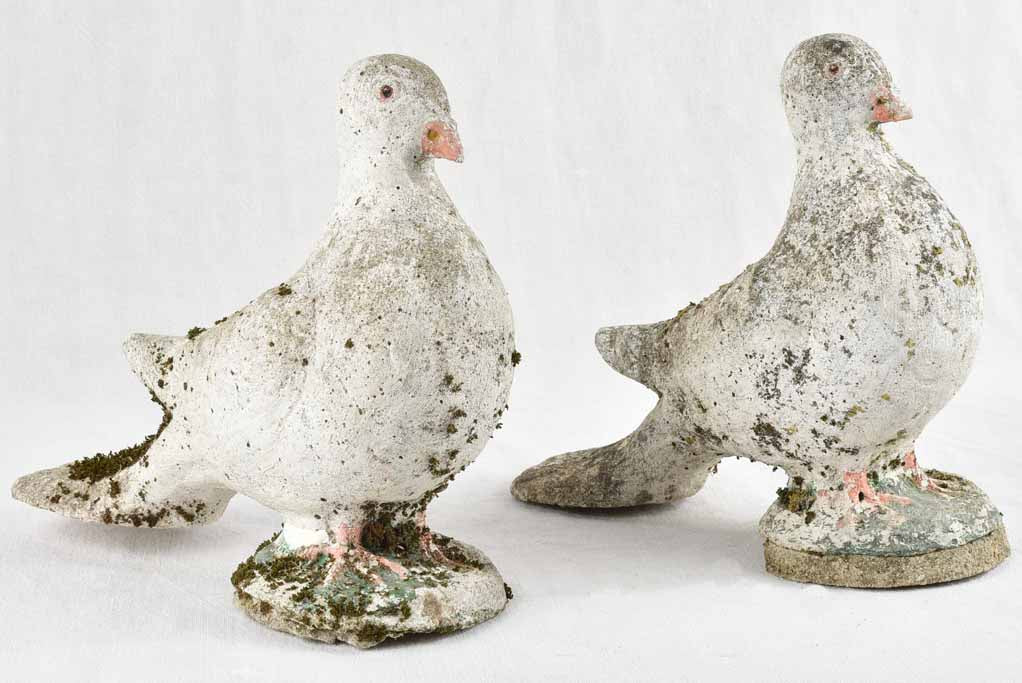 Pair of vintage garden pigeon sculptures