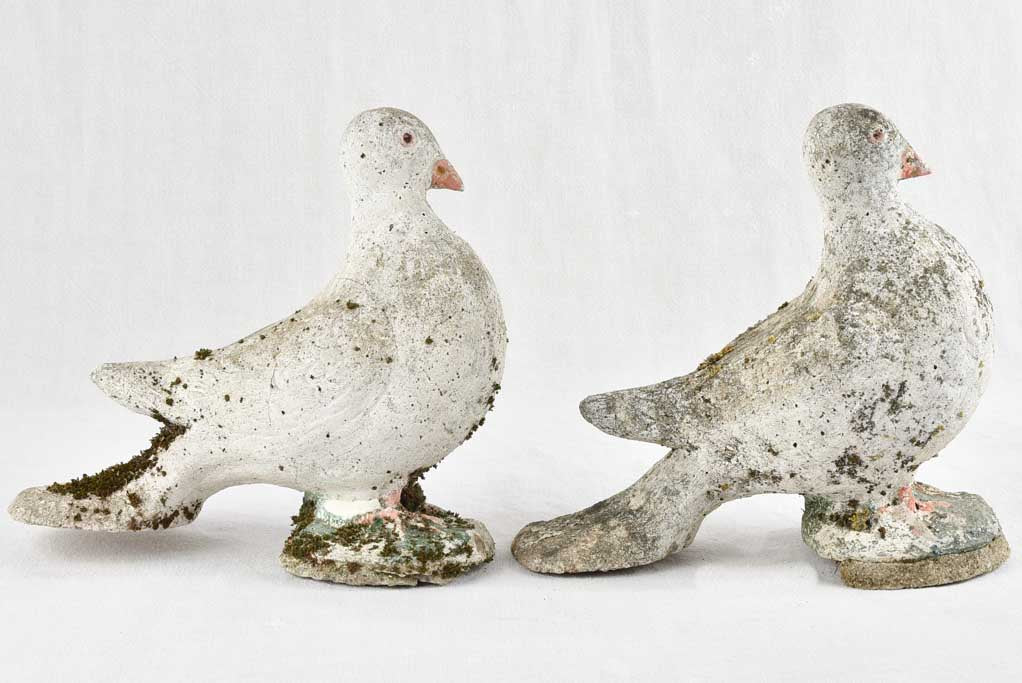 Pair of vintage garden pigeon sculptures