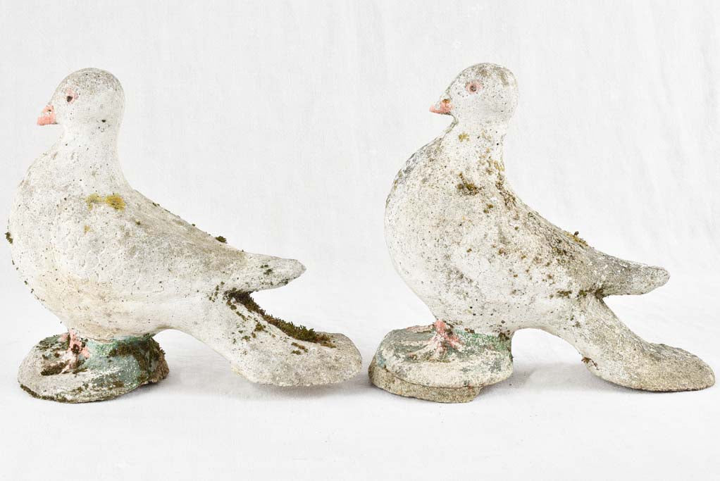 Pair of vintage garden pigeon sculptures
