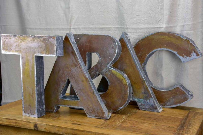 Antique French sign TABAC letters - zinc