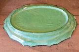 Two green glazed French platters from Dieulefit