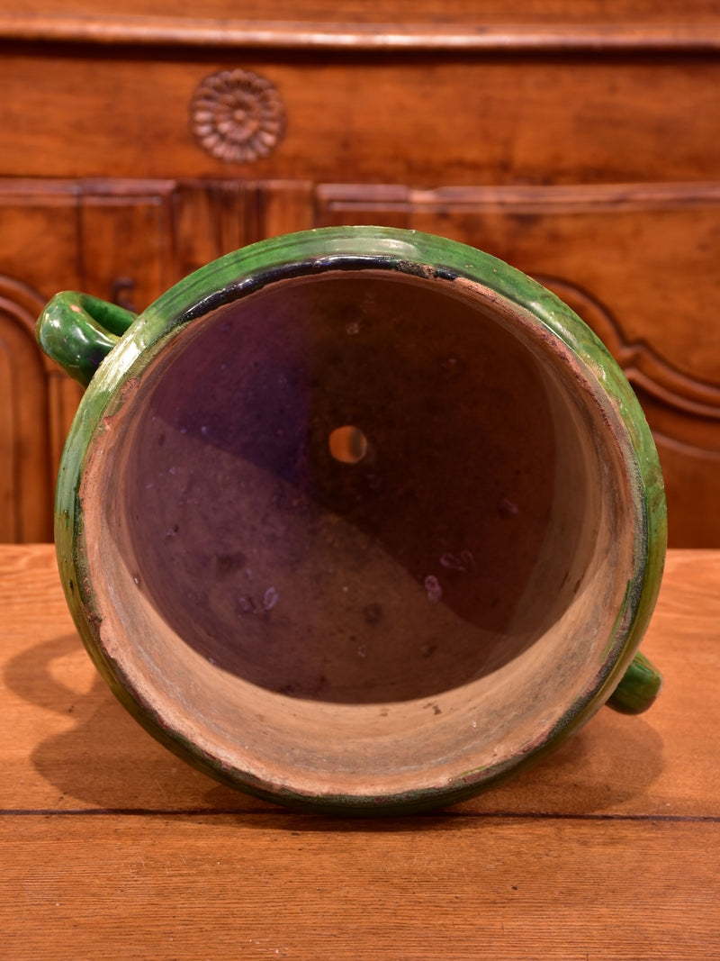 19th century Castelnaudary planter with green glaze