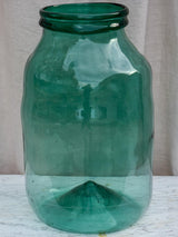 Very large 19th Century French glass preserving jar - blue / green 21¼"