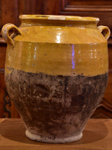 19th century French confit pot with ochre glaze