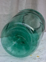 Very large 19th Century French glass preserving jar - blue / green 21¼"