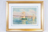 Historic framed Avignon watercolor painting