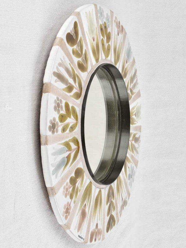 Vintage Roger Capron (1922-2006) round mirror with tile frame 15¾"