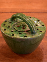 19th century French bed warmer – green glazed