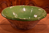 Large green glazed French ceramic bowl from Savoy