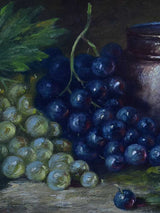 Antique French still life painting - table grapes 16 ¼" x 11 ¾"