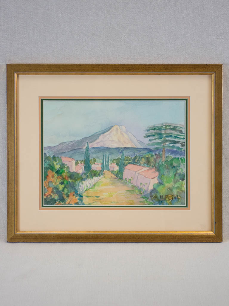 Vintage watercolor Hélène Pujol landscape painting
