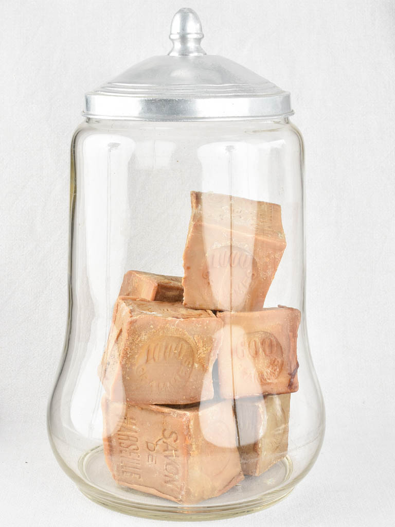 Vintage pear-shaped glass candy store jar