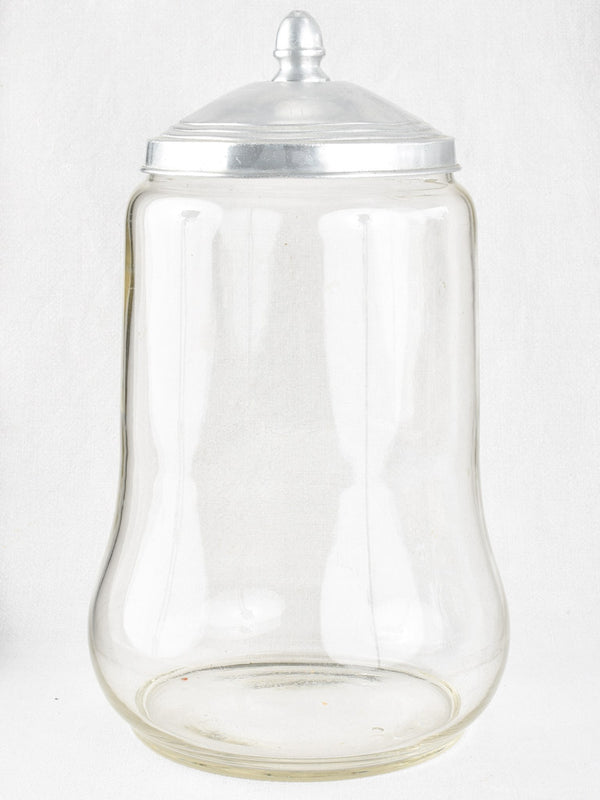 Very large glass jar with metal lid - pear shaped 19"