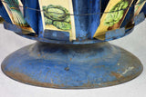 Antique French seed presentation stand with blue patina 24"