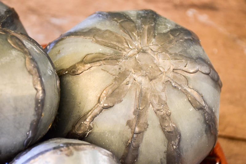 Collection of vintage decorative balls in zinc