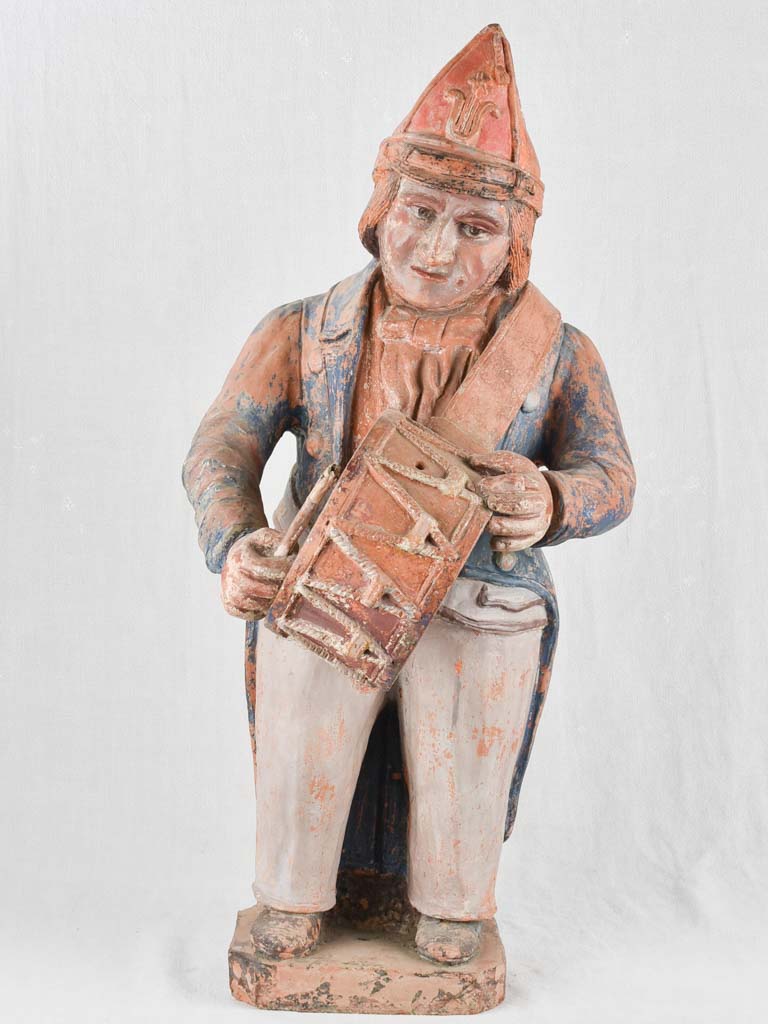 19th century clay sculpture of a drummer boy 36¼"