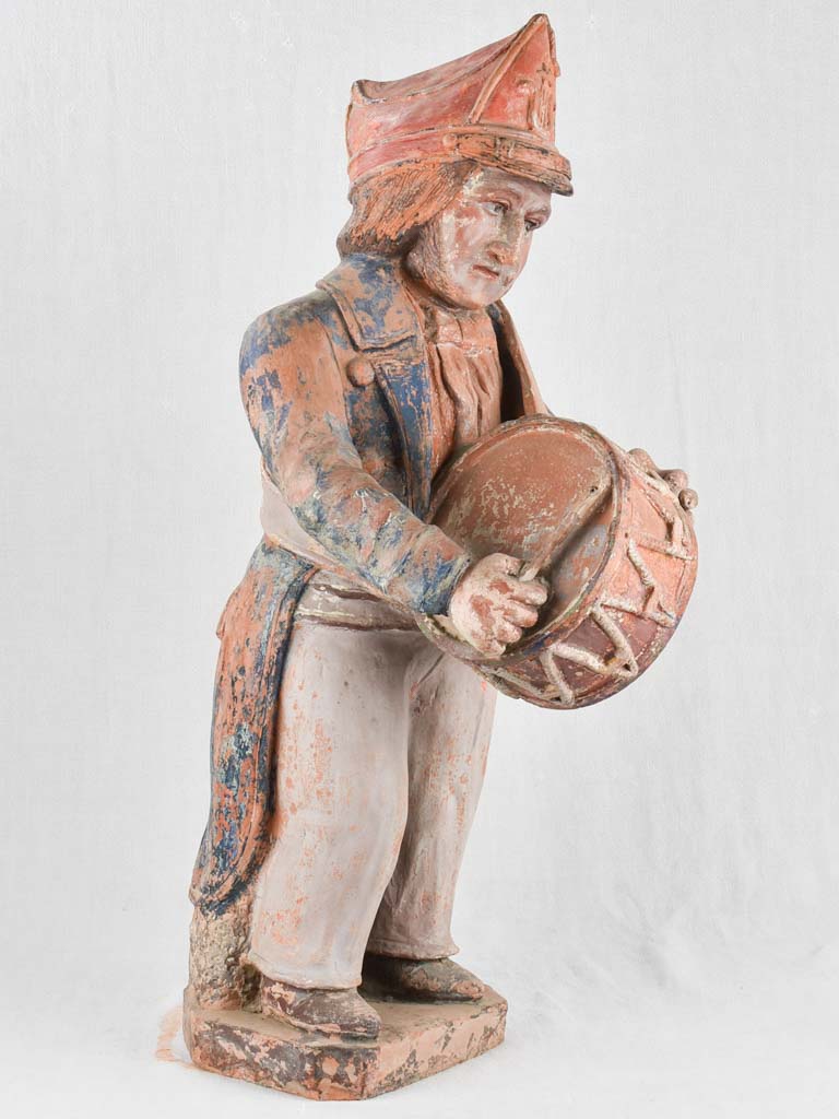 19th century clay sculpture of a drummer boy 36¼"