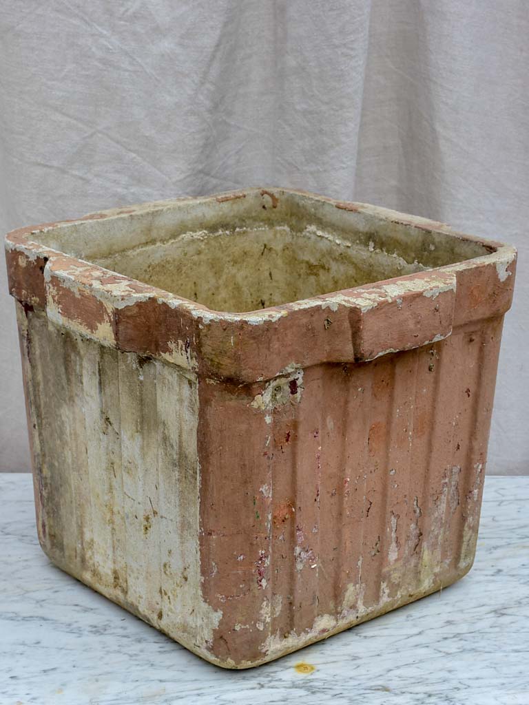 Mid-century Willy Guhl ribbed square planter