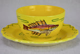 12 plate vintage hand painted French fish service -  Louis Sicard Aubagne