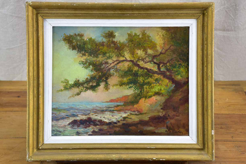 Antique French seascape painting - 20 ¾" x 17 ¾"