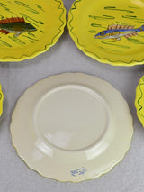 12 plate vintage hand painted French fish service -  Louis Sicard Aubagne