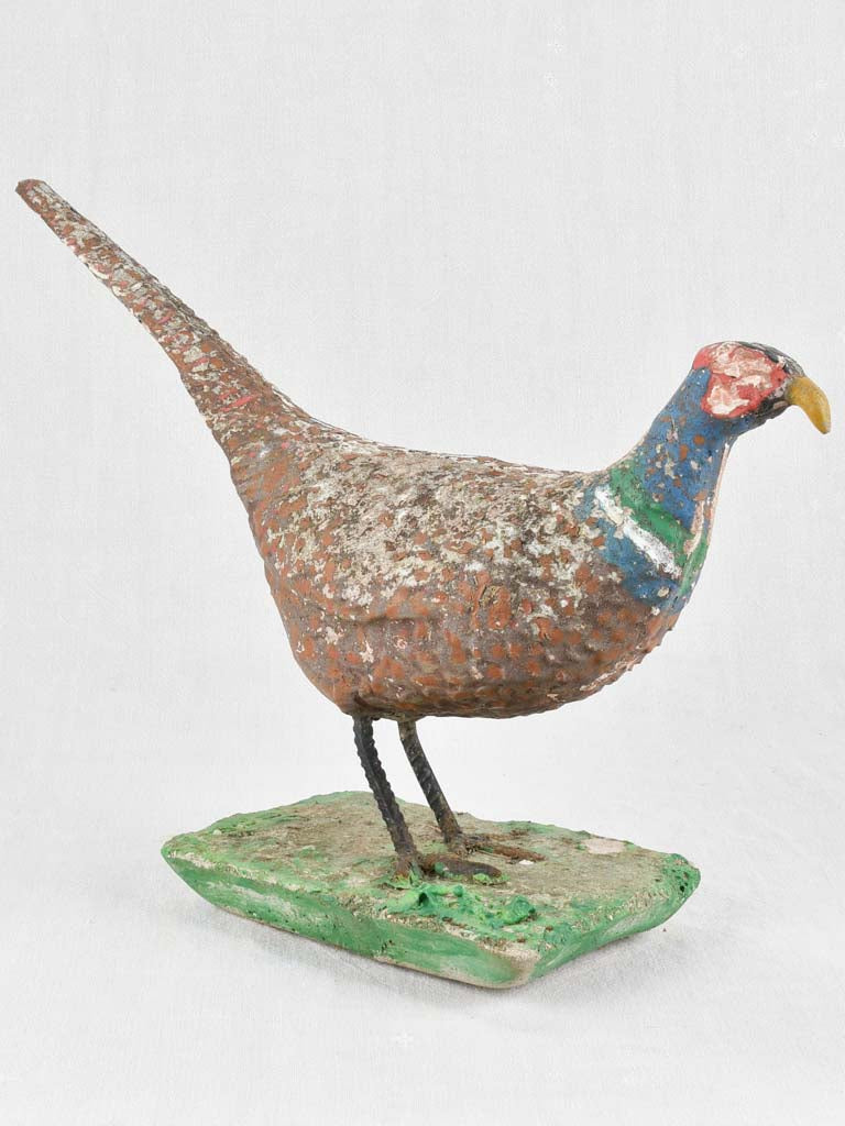 Vintage garden sculpture of a pheasant 23¾" Chez Pluie