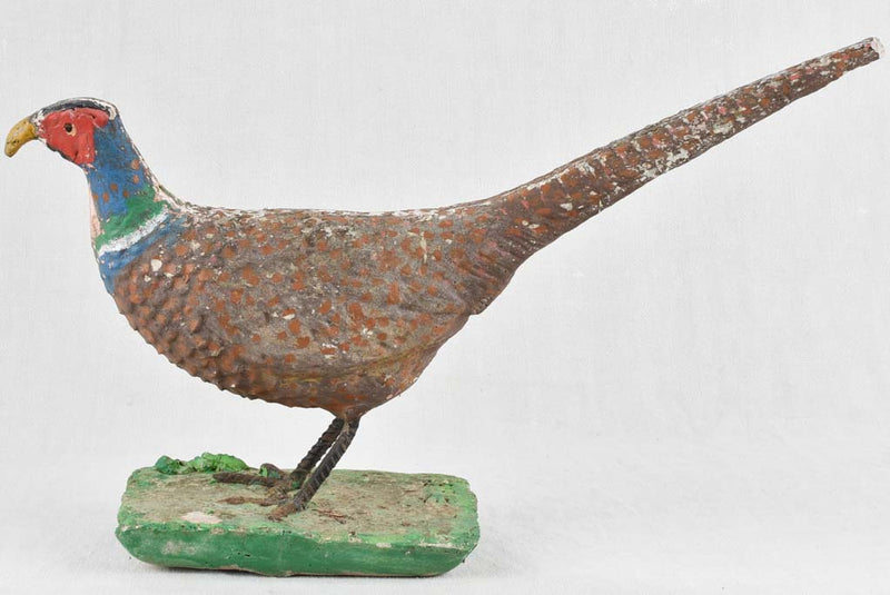 Vintage garden sculpture of a pheasant 23¾" Chez Pluie