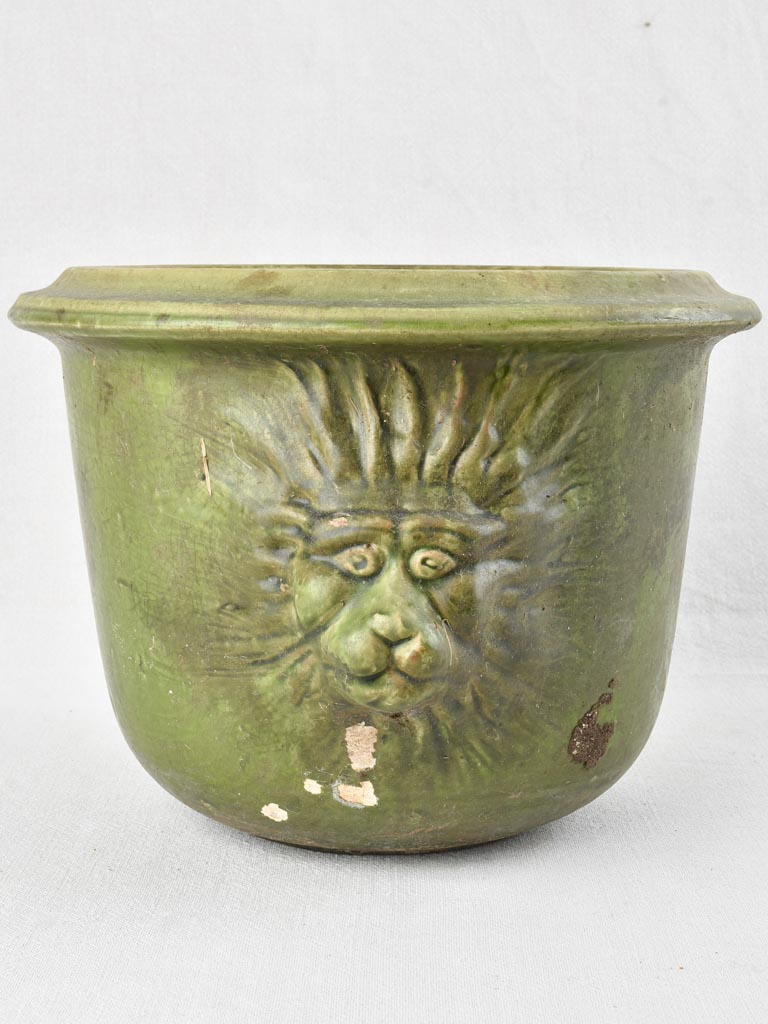 Aged Terracotta Pot with Decorative Carvings