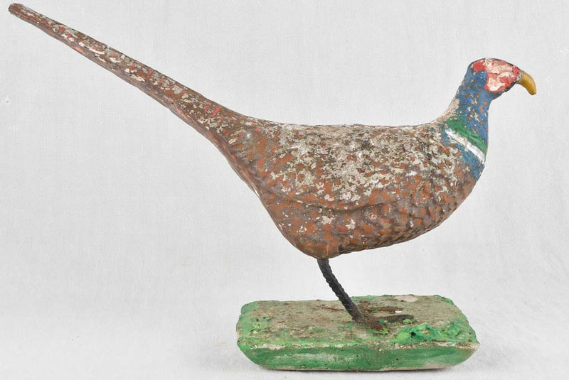 Vintage garden sculpture of a pheasant 23¾" Chez Pluie
