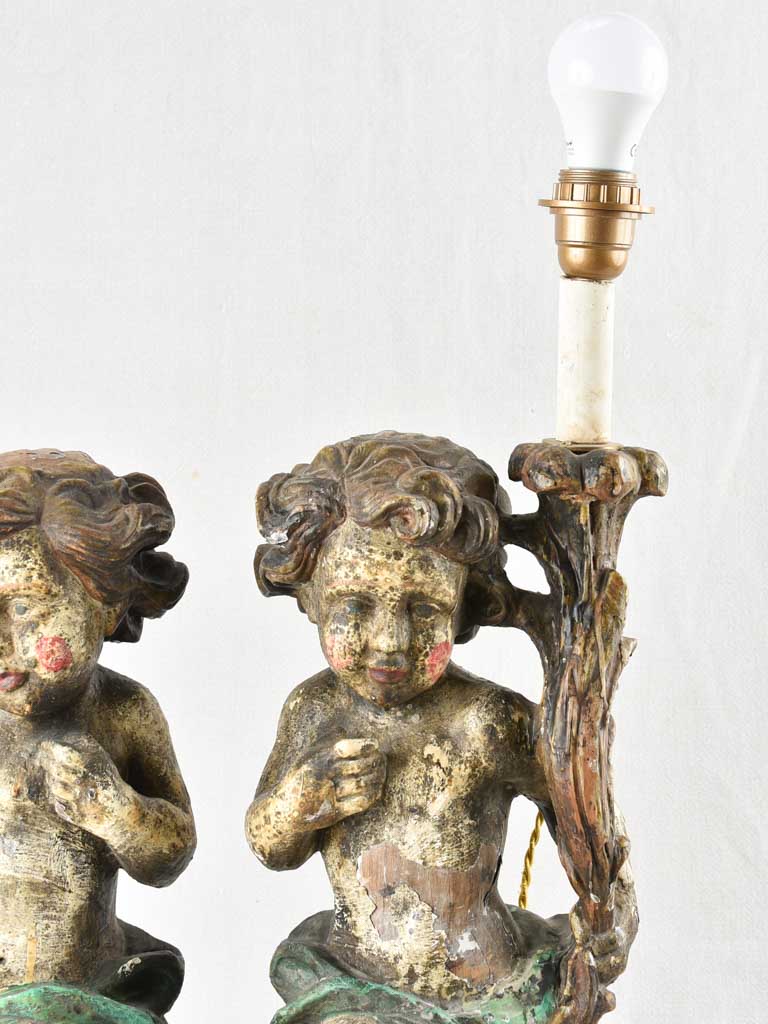 Pair of antique Italian angel table lamps 27½"