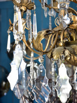 Aged Italian Brass and Crystal Chandelier