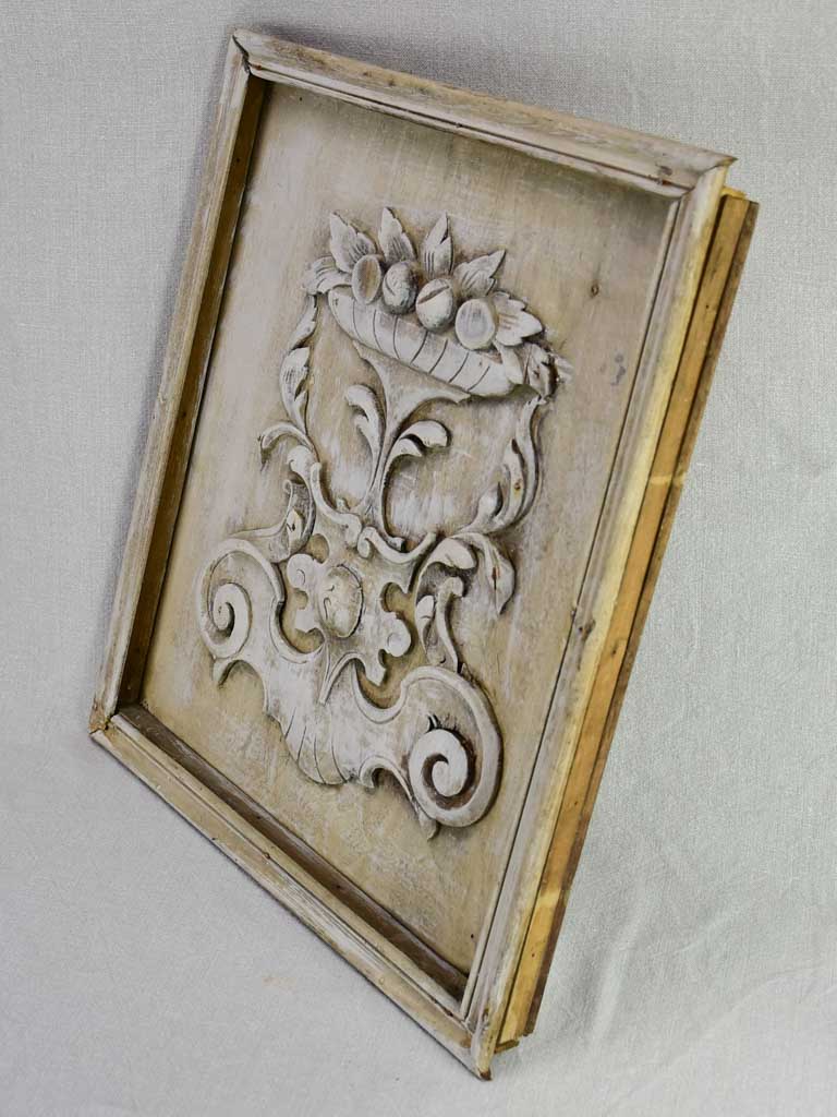 Salvaged boiserie with fruit basket motifs 17" x 19¼"