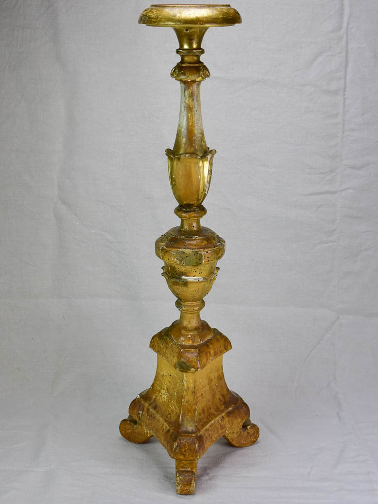 Very large antique French gilded altar candlestick 35½"