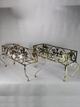 Pair of vintage French wrought iron pot plant stands