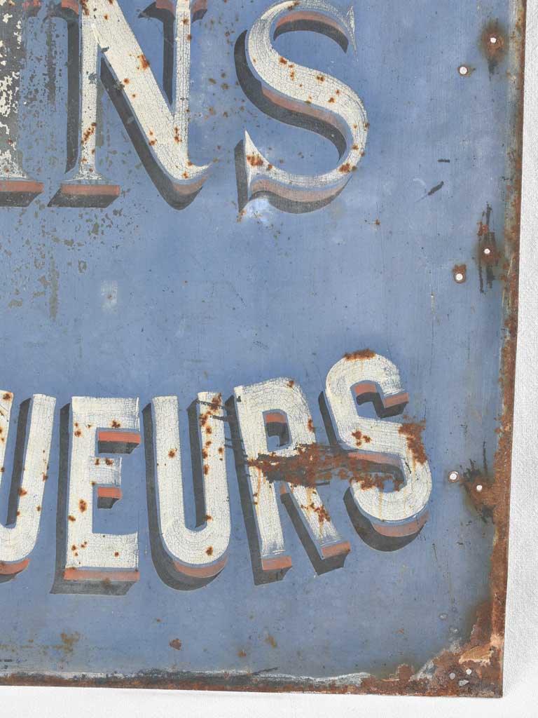 Large blue French shop sign - Épicerie Vins Liqueurs 40¼" x 27½"