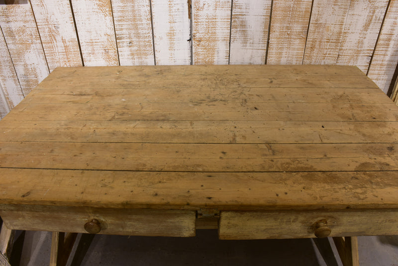 Farm table, large, cross-braced legs, 19th-century