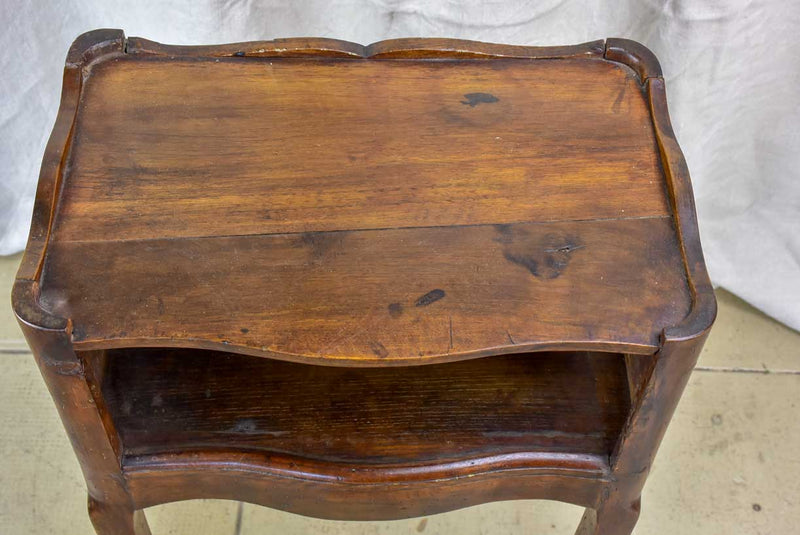 Antique French walnut nightstand with hearts